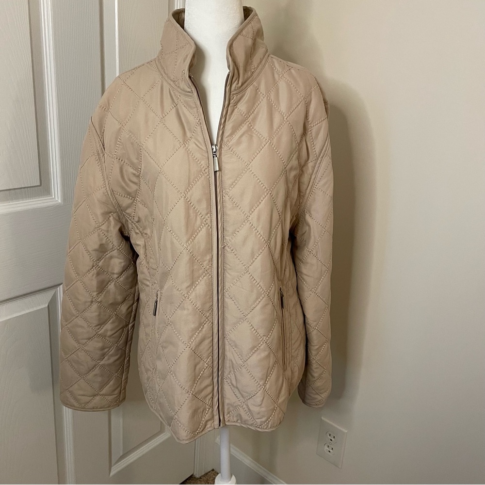 Jane Ashley Lightweight Tan Quilted Full Zip Jacket Women’s Size L